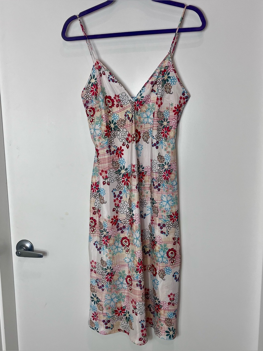 Vintage 90s Y2K Laundry By Shelli Segal Silk Slip Dress Floral Print Babydoll 10